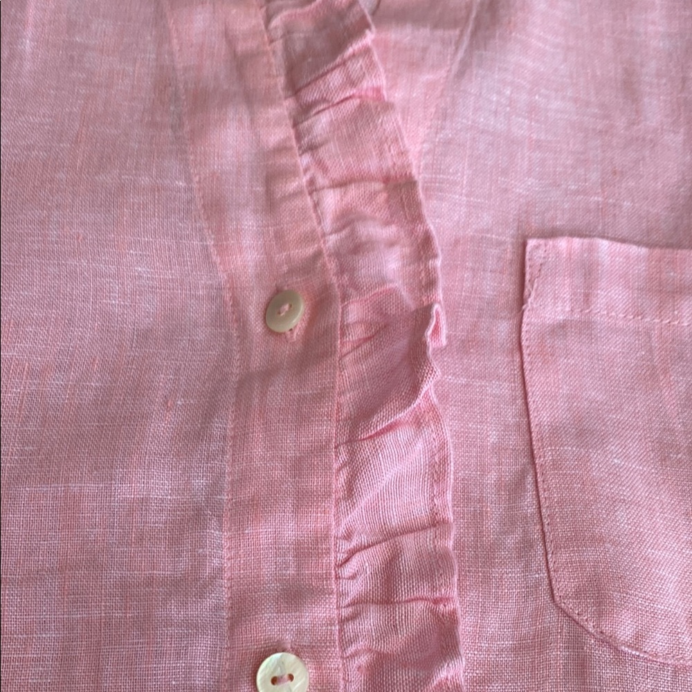 Lilly Pulitzer Light Pink Sorbet Button Down Carden ruffle Shirt, S, NWOT - Picture 4 of 9